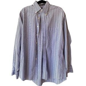 Tommy Hilfiger Size Large 16 1/2 34-35 Long Sleeve Blue Striped Button down